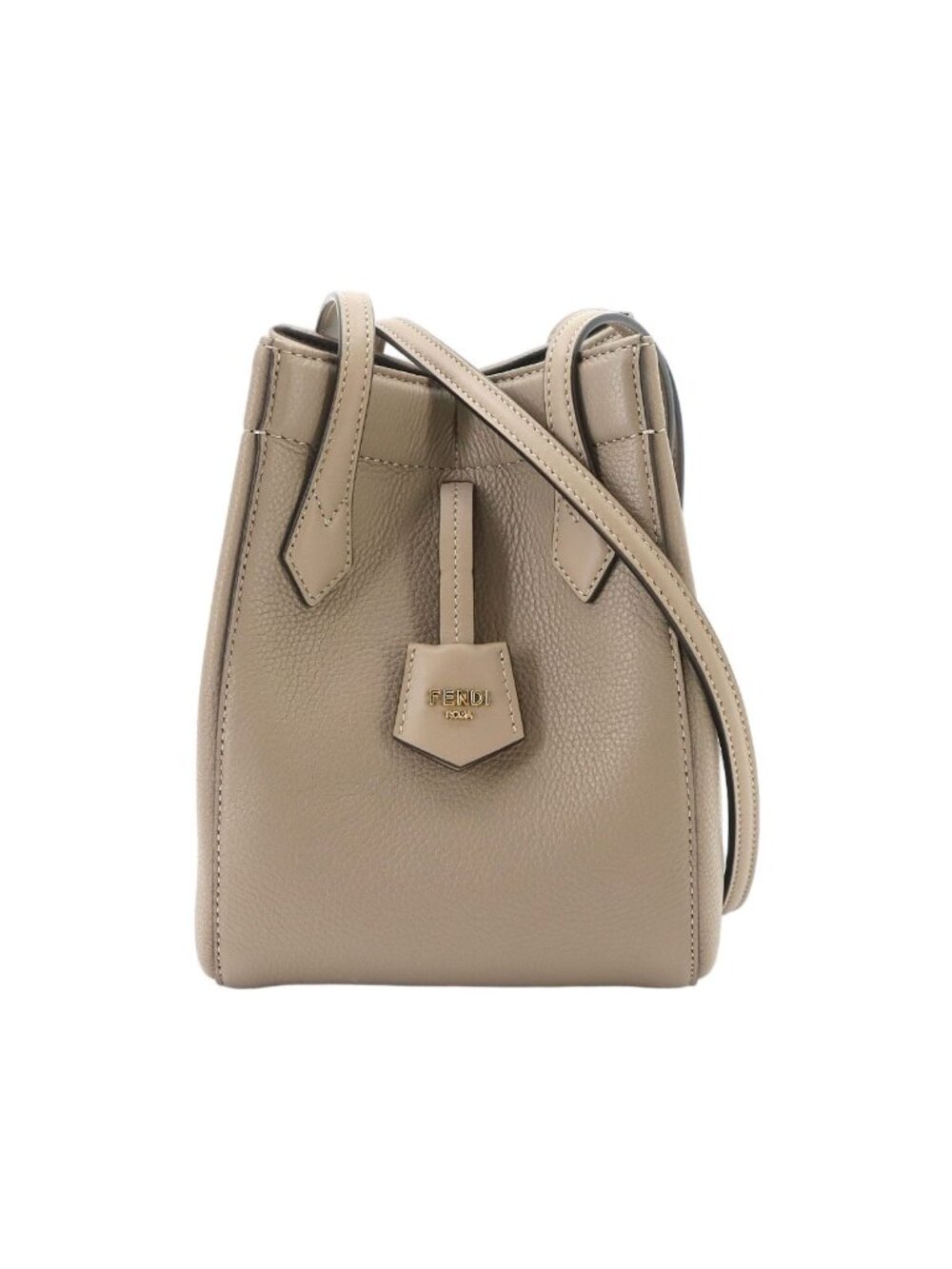 Fendi Origami Small Shoulder Bag Leather Beige Gold